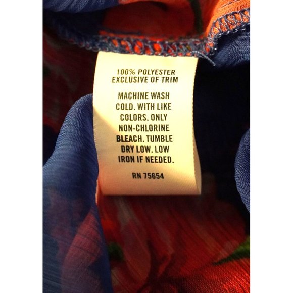 Hollister Sheer Floral Blouse, See Through Top, Button Up, Size Large, Blue with - Picture 11 of 11